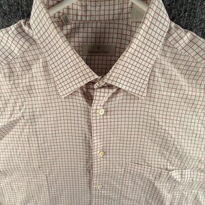 Ermenegildo Zegna 17.5 (44) Red White Check Button Up Shirt Men Cotton Spain
